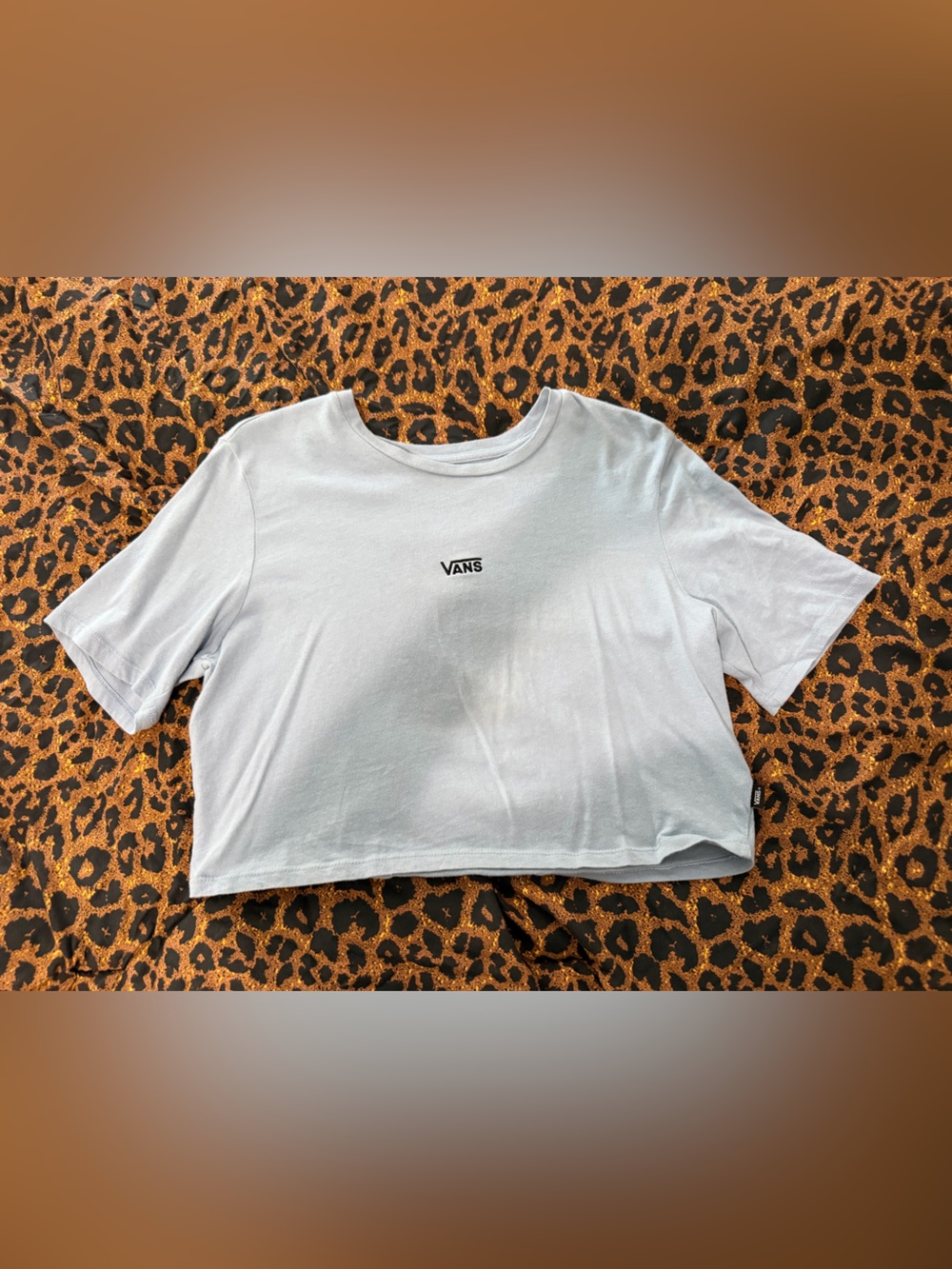 Vans Women's Light Blue Cropped Logo Tee